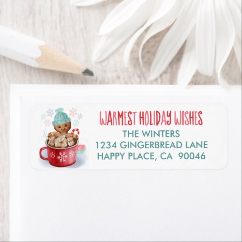 Gingerbread Cookie Hot Chocolate Christmas Address Label