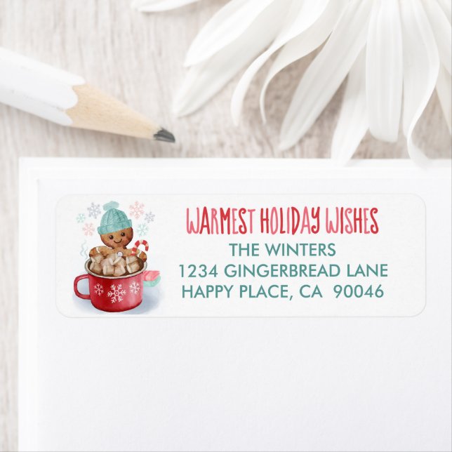 Gingerbread Cookie Hot Chocolate Christmas Address Label (Insitu)
