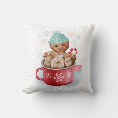 Gingerbread Cookie Hot Chocolate Christmas Throw P Throw Pillow