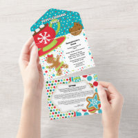 Gingerbread cookie hot cocoa santa recipe card