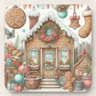 Gingerbread Cookie House Cottage 1 Beverage Coaster