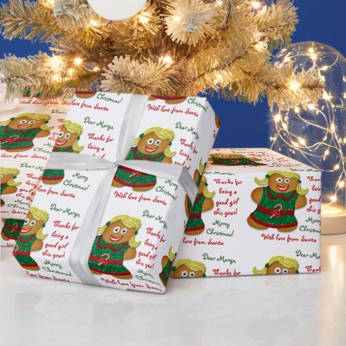 Gingerbread Cookie Letter from Santa Christmas Wrapping Paper