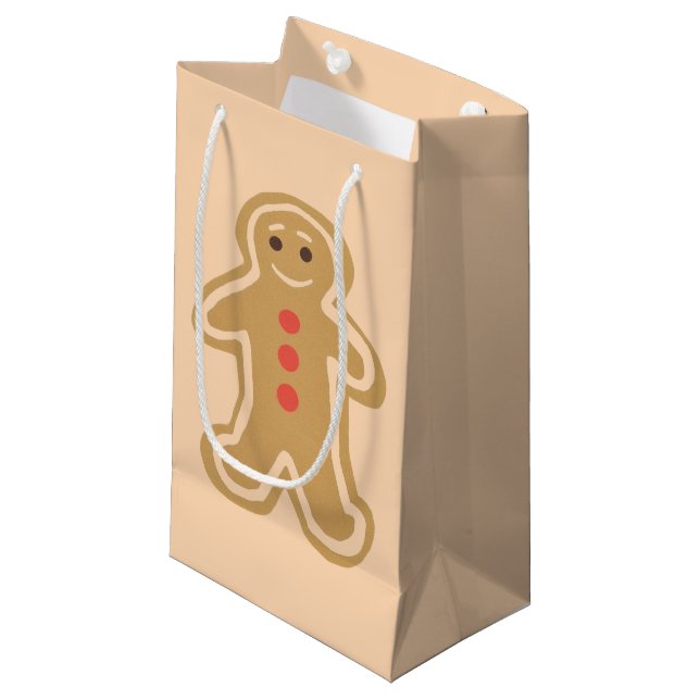 Gingerbread Cookie Light Cream Glossy Gift Bag (Front Angled)