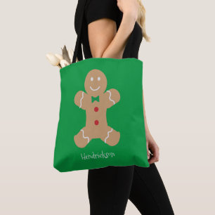 Gingerbread Cookie Man with Custom Name   Tote Bag