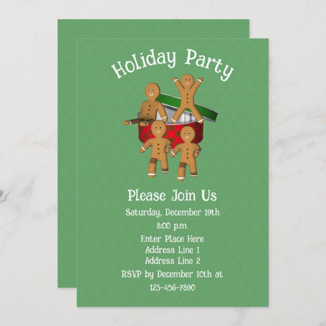 Gingerbread Cookie Men Christmas Holiday  Invitation (Front/Back)