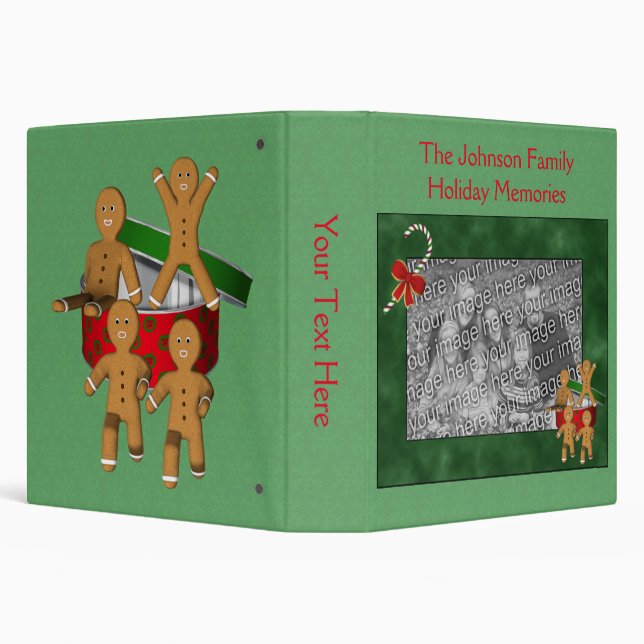Gingerbread Cookie Men Christmas Personalized    3 Ring Binder (Background)