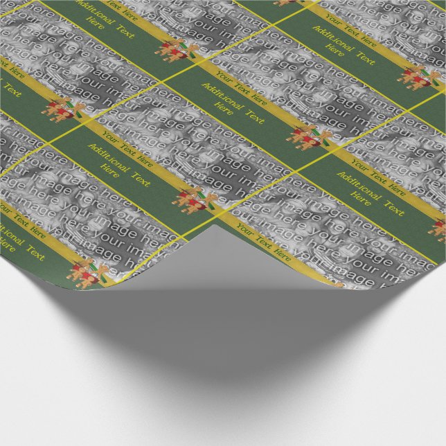 Gingerbread Cookie Men Holiday Photo Personalized Wrapping Paper (Corner)