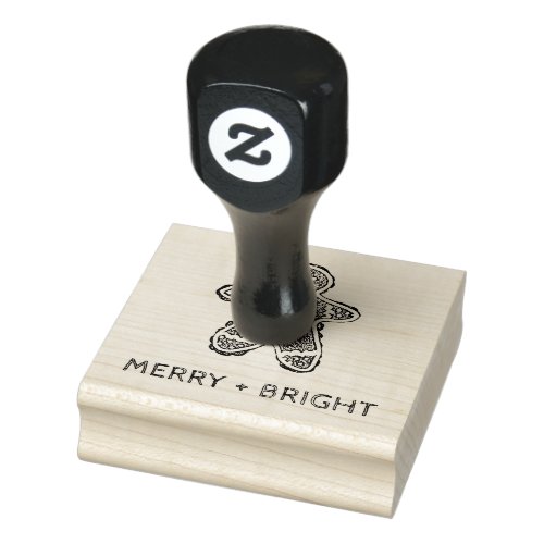 Gingerbread Cookie Merry  Bright Holiday Rubber Stamp