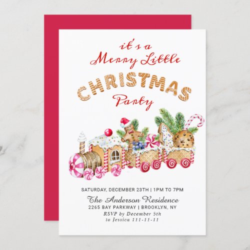 Gingerbread Cookie Merry Little Christmas Party Invitation