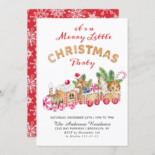 Gingerbread Cookie Merry Little Christmas Party Invitation