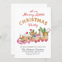 Gingerbread Cookie Merry Little Christmas Party Invitation