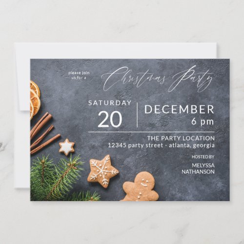 Gingerbread Cookie  Orange Christmas Party Invitation