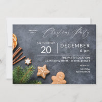 Gingerbread Cookie & Orange Christmas Party Invitation