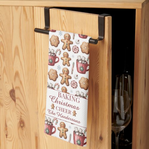 Gingerbread Cookie Pattern Name Christmas Holiday Kitchen Towel