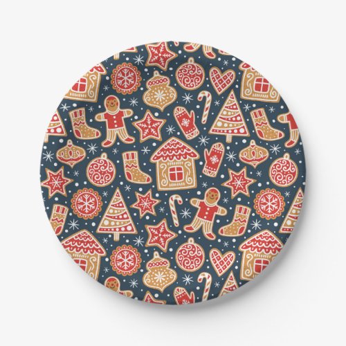 Gingerbread Cookie Pattern Paper Plates
