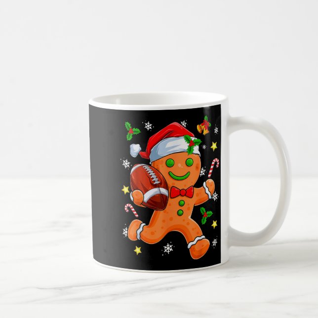 Gingerbread Cookie Playing Football Merry Christma Coffee Mug (Right)