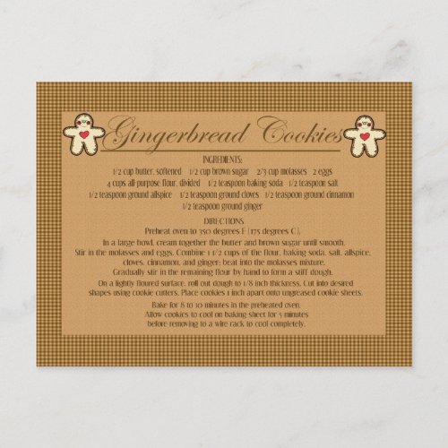 gingerbread cookie recipe cards
