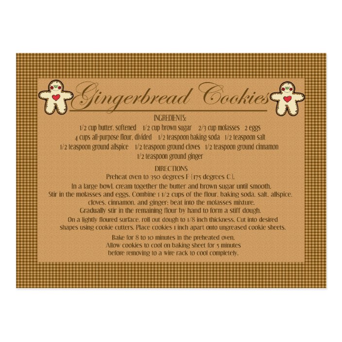 gingerbread cookie recipe cards | Zazzle.com