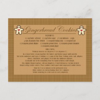 gingerbread cookie recipe cards postcard