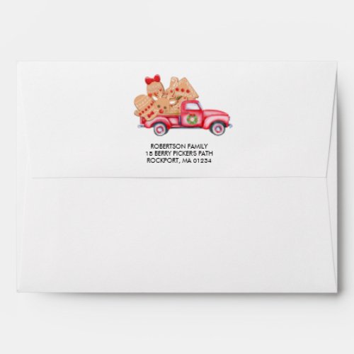 Gingerbread Cookie Red Truck Cookie Invitation Envelope