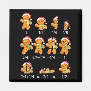 Gingerbread Cookie Santa Hat Fraction Math Teacher Magnet