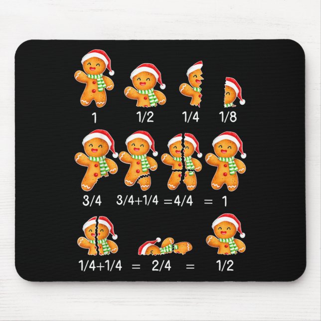 Gingerbread Cookie Santa Hat Fraction Math Teacher Mouse Pad (Front)