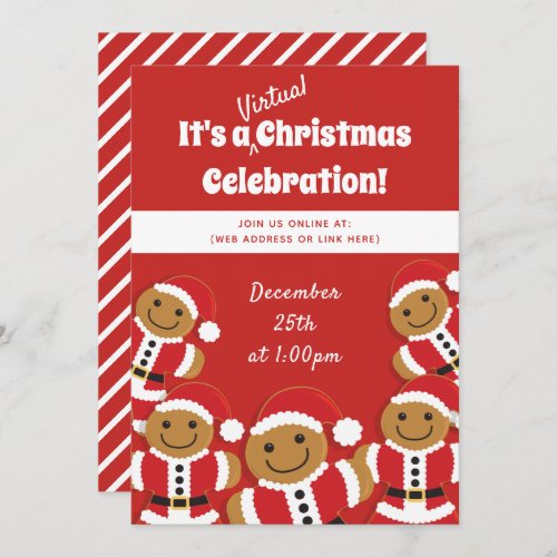 Gingerbread Cookie Santa Red Virtual Christmas Invitation