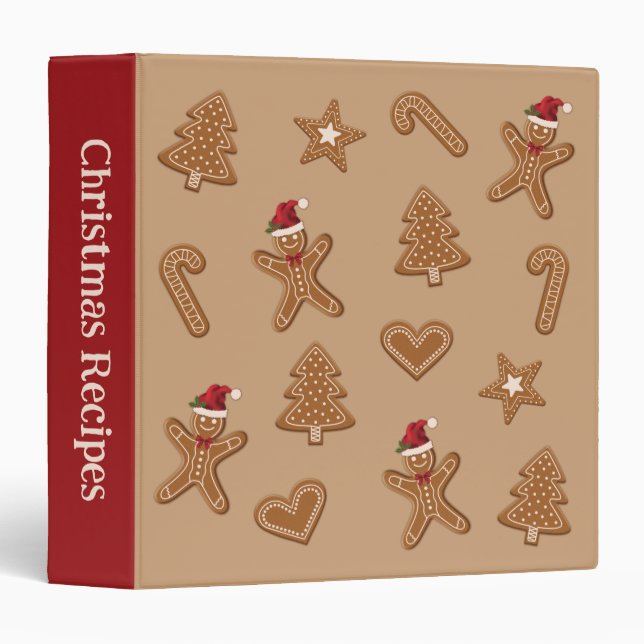 Gingerbread Cookie Shapes - Christmas Recipes 3 Ring Binder (Front/Spine)