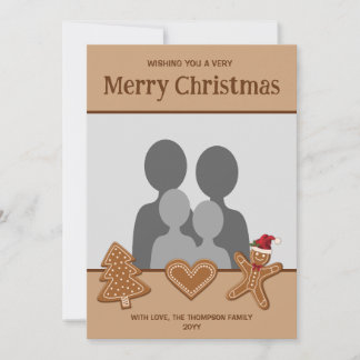 Gingerbread Cookie Shapes With Your Own Photo Holiday Card