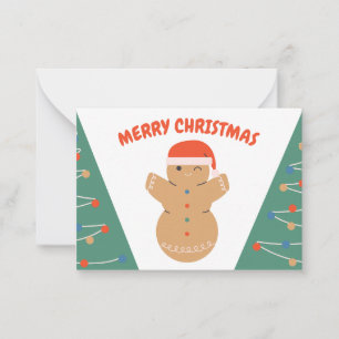 Gingerbread Cookie Snowman Christmas Note Card