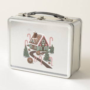 Gingerbread Cookie Wonderland Metal Lunch Box