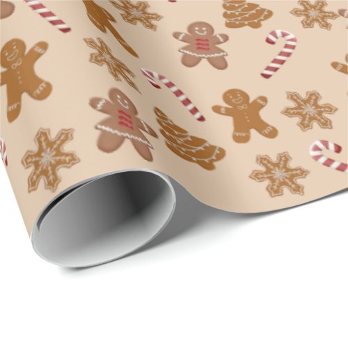 Gingerbread Cookies and Candy Canes  Wrapping Paper