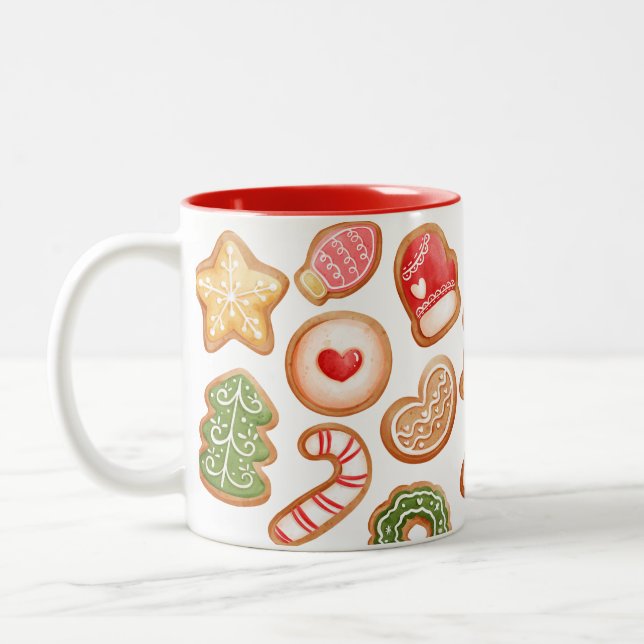 Gingerbread Cookies Baking Festive Christmas Two-Tone Coffee Mug (Left)