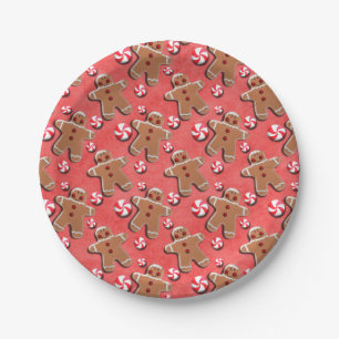 Gingerbread Cookies Candies Red Paper Plates
