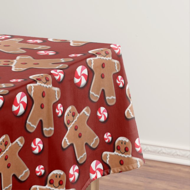 Gingerbread Cookies Candies Red Tablecloth (In Situ)