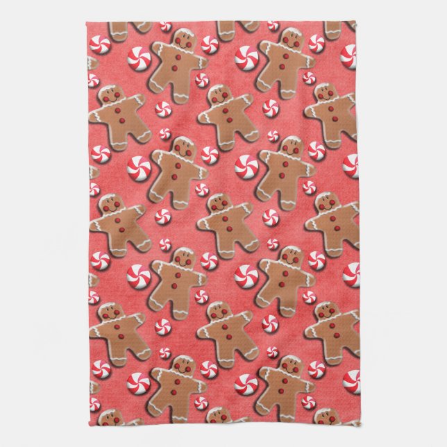 Gingerbread Cookies Candies Red Towel (Vertical)