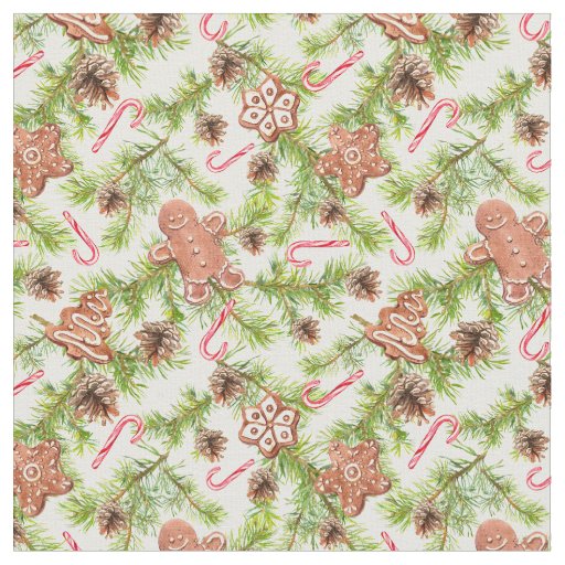 Gingerbread Cookies Candy Canes Christmas Fabric