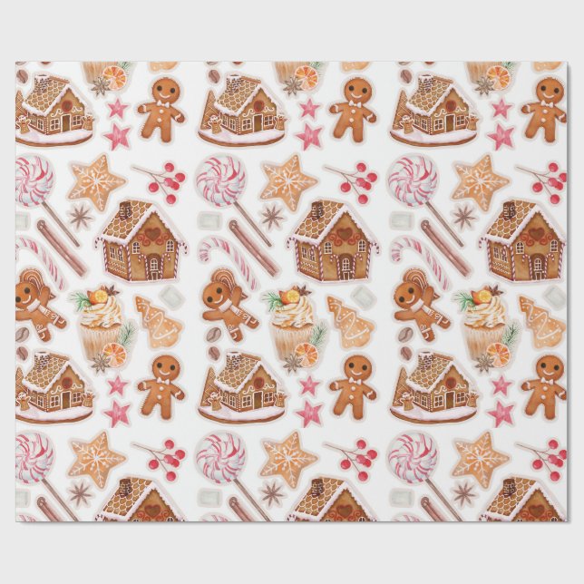 Gingerbread Cookies Candyland  Wrapping Paper (Flat)