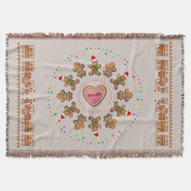 Gingerbread Cookies Celebrating Christmas Throw Blanket (Front)