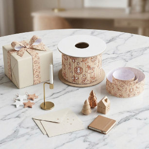 Gingerbread Cookies Christmas Bakery Terracotta Satin Ribbon