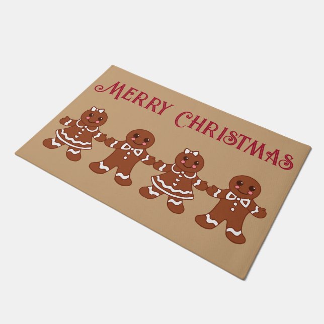 Gingerbread Cookies Christmas Doormat (Angled)