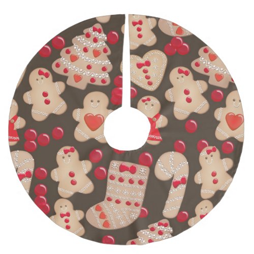 Gingerbread Cookies Christmas Holiday Brushed Polyester Tree Skirt