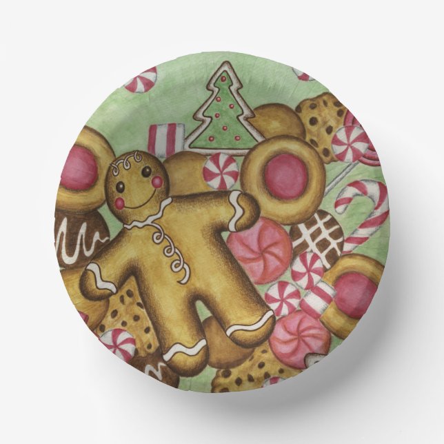 Gingerbread Cookies Christmas Holiday Party Snack  Paper Bowls (Front)