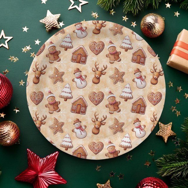 Gingerbread Cookies Christmas Paper Plates (Creator Uploaded)