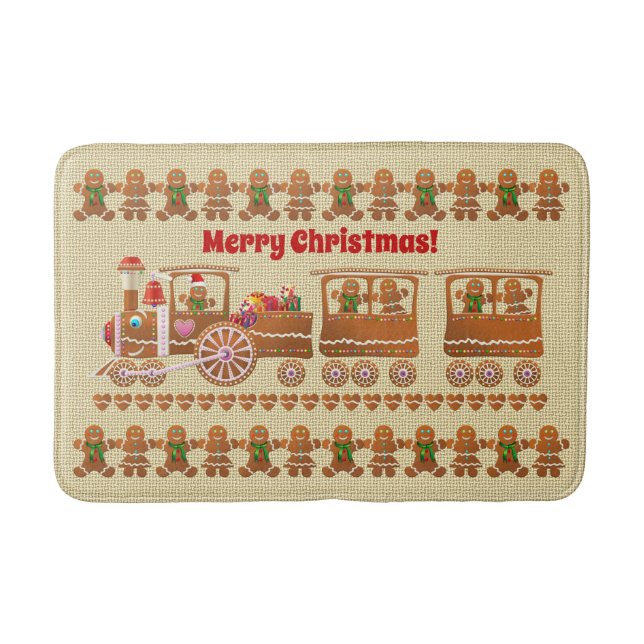Gingerbread Cookies' Christmas Party Bath Mat (Front)
