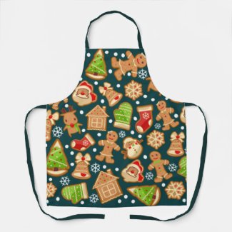 Gingerbread Cookies Christmas Pattern Apron