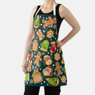 Gingerbread Cookies Christmas Pattern Apron
