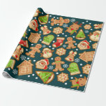 Gingerbread Cookies Christmas Pattern Wrapping Paper<br><div class="desc">Gingerbread cookies pattern designed for Christmas mood!</div>