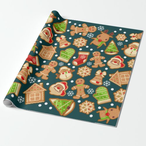 Gingerbread Cookies Christmas Pattern Wrapping Paper