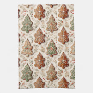 Gingerbread Cookies - Christmas Trees & Stars Kitchen Towel